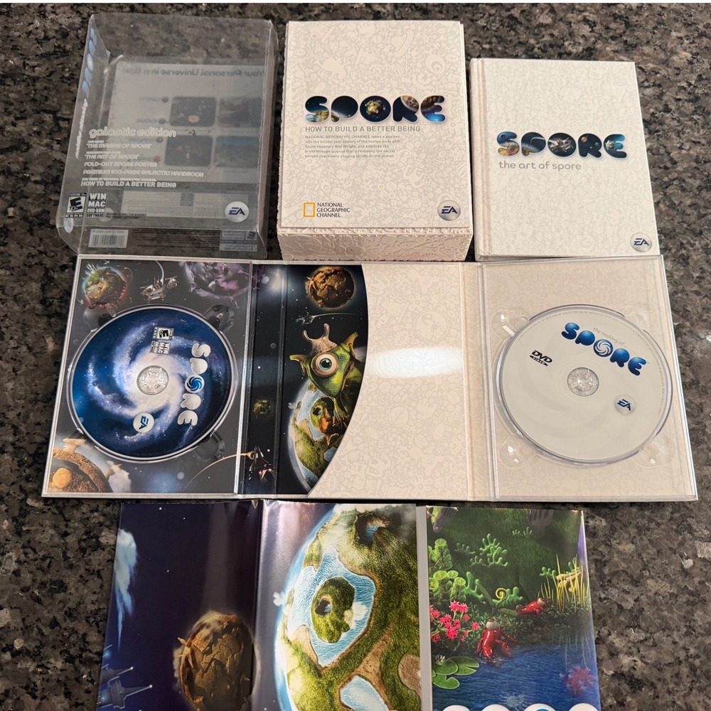 Spore Galactic Edition PC Mac 2008 Big Box Collector Set Art Book DVD EA Maxis